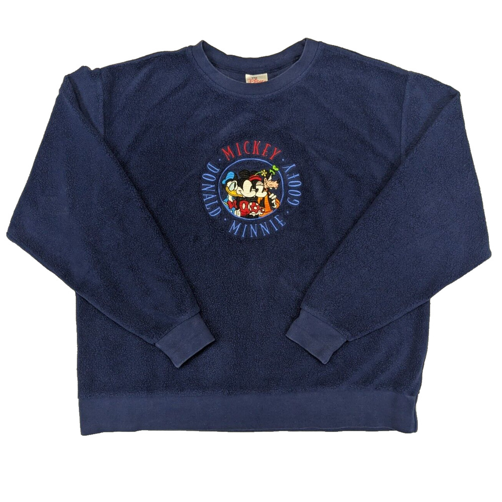 Disney Store Sweater Medium Blue Baggy Mickey Minnie Goofy Donald